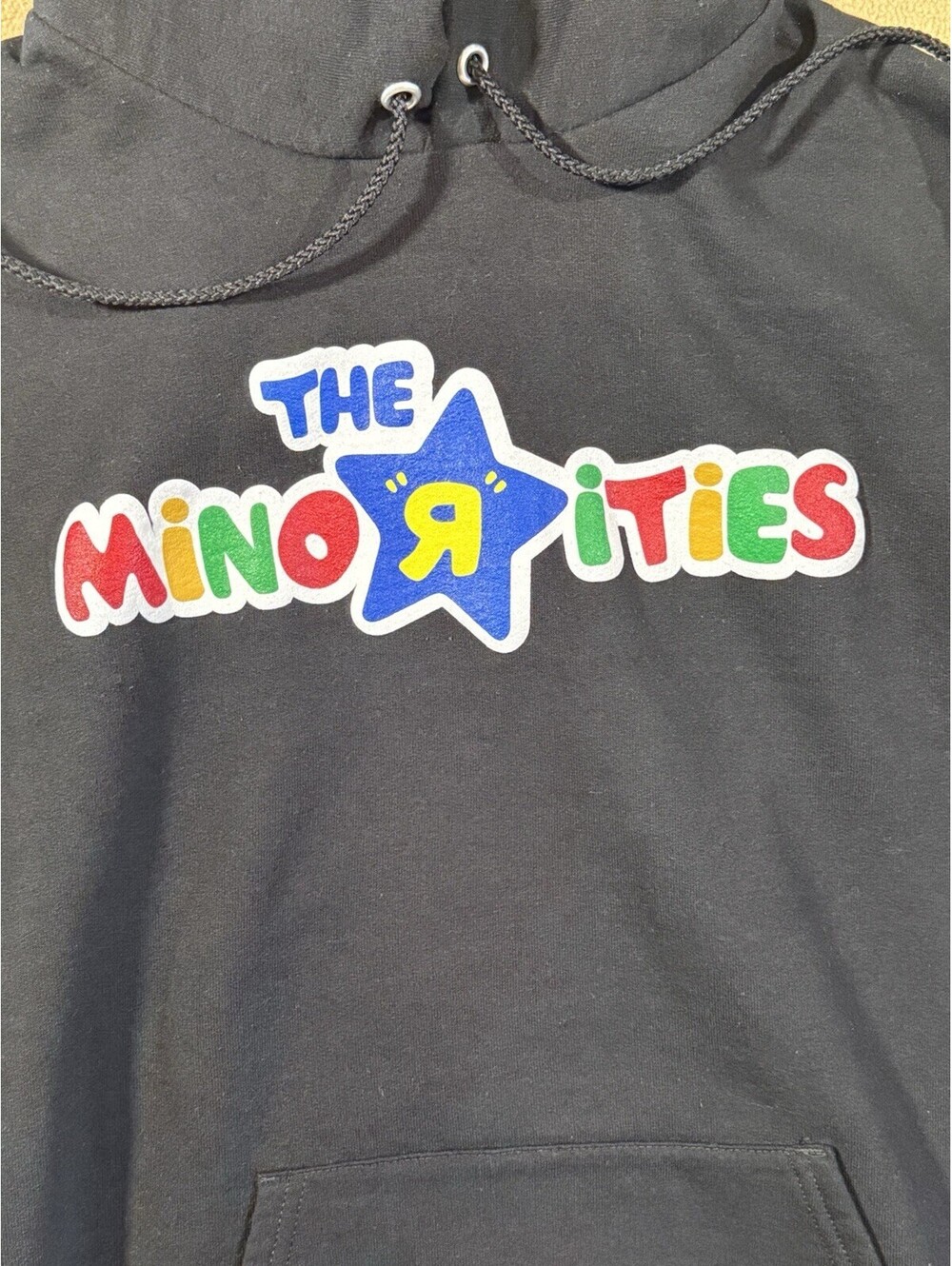 Champion Eco Authentic Black "The Minorities" Graphic Pullover Hoodie Sz S